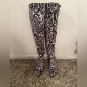 Snakeskin Over-the-Knee Boots